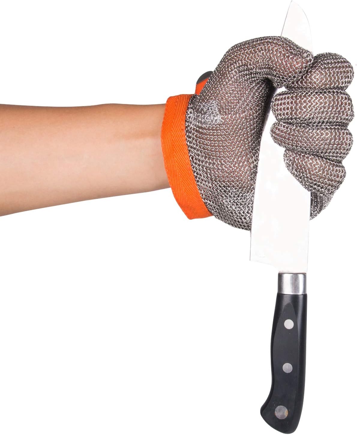 ThreeH Gants résistants aux coupures de maille d'acier inoxydable de gants pour des bouchers,Travaux de restaurant,Traitement de la viande,Tranchage,Hacher GL08 XL(1 pièce)