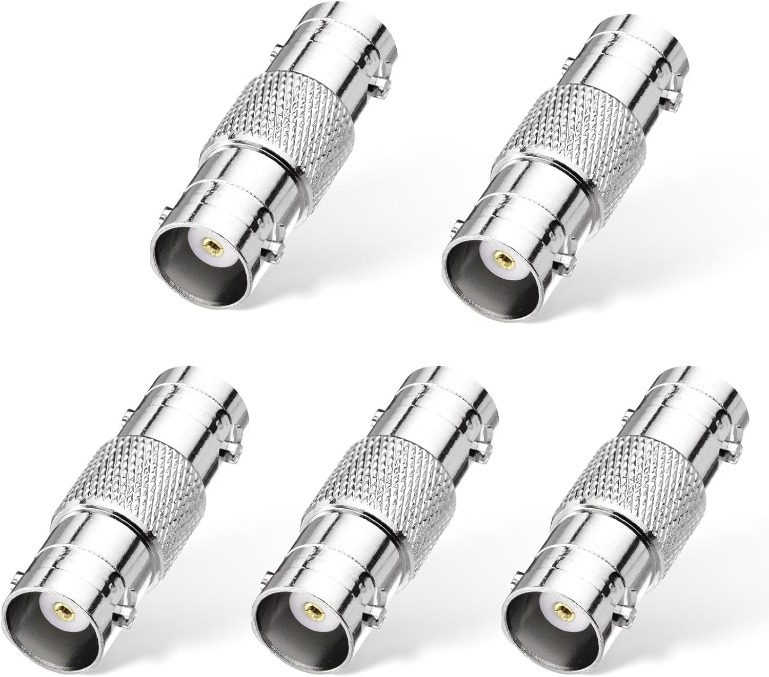 Connecteur BNC 50 ohms BNC Femelle à Femelle Barillet 5 Pièces Adaptateur Coaxial RF à Faible Perte Support HD-SDI/3G-SDI/4K/8K pour Moniteur Caméra de Sécurité DVR Enregistreur