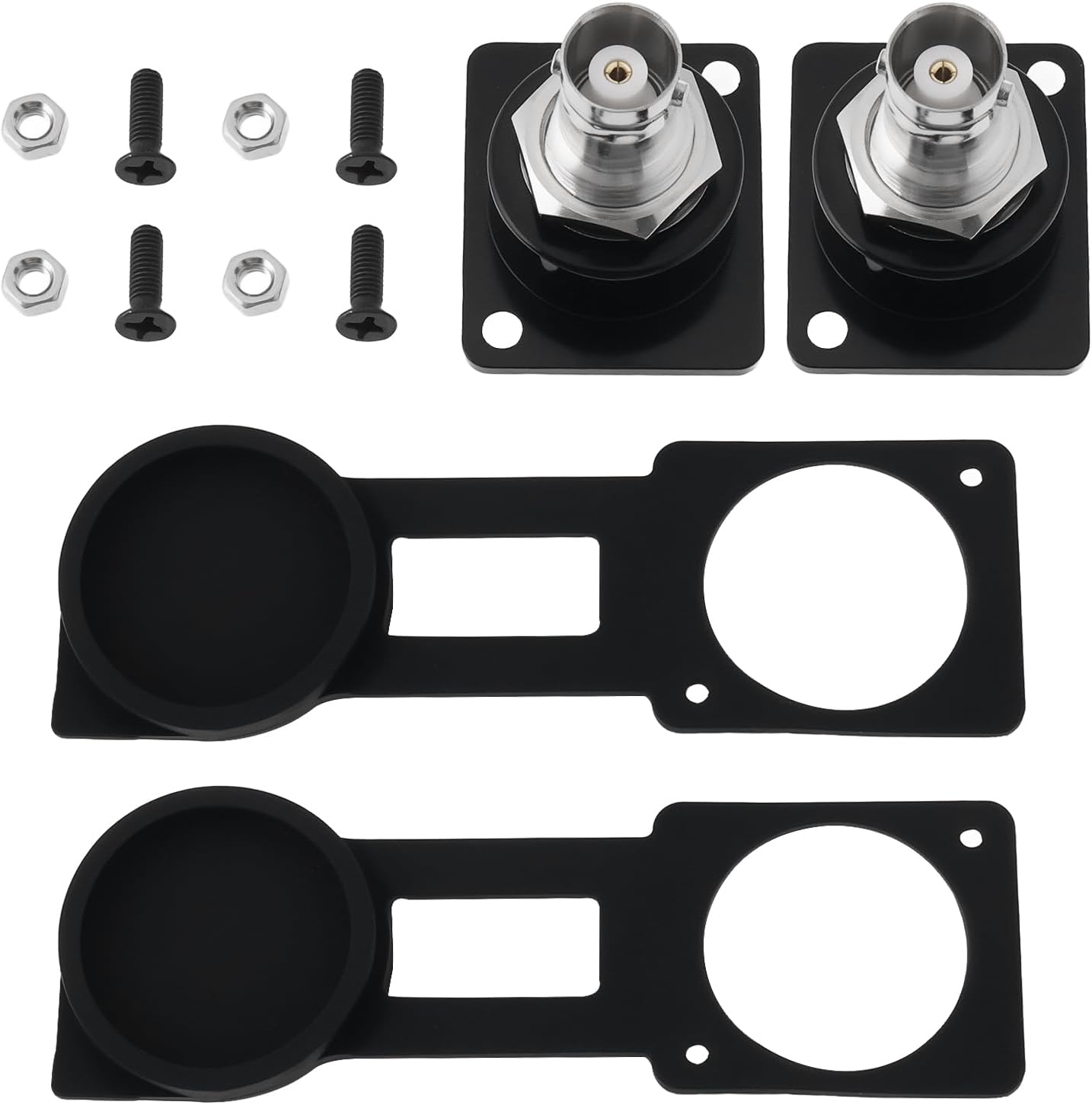 2 Sets Connecteurs de Montage sur Panneau BNC Type D 50 Ohm 31x26mm avec Couvercle étanche pour équipement de Communication de Surveillance