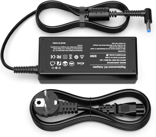 BIUBOTY 65W 45W Chargeur HP Ordinateur Portable PC Elitebook 840 850 G8 Pavilion X360 11 13 14 15 17 Envy Probook 430 450 250 G3 G4 G5 G6 G7 Stream 741727-001 710412-001 Adaptateur Alimentation 19.5V 65W HP