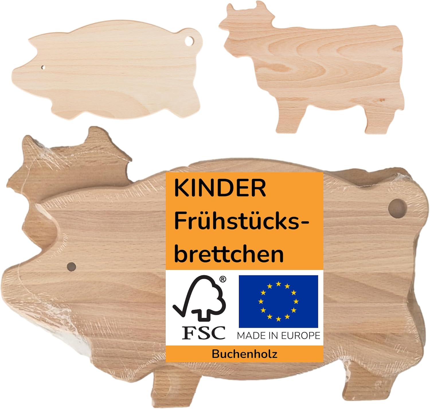 FournierWerk - Planche Apero Made in Europe (FSC), Planche a Decouper Bois, Plateau Aperitif, Plateau Fromage, Planche Bois Apero, Assiette Bois, Planche Apéro Vache + Cochon 2