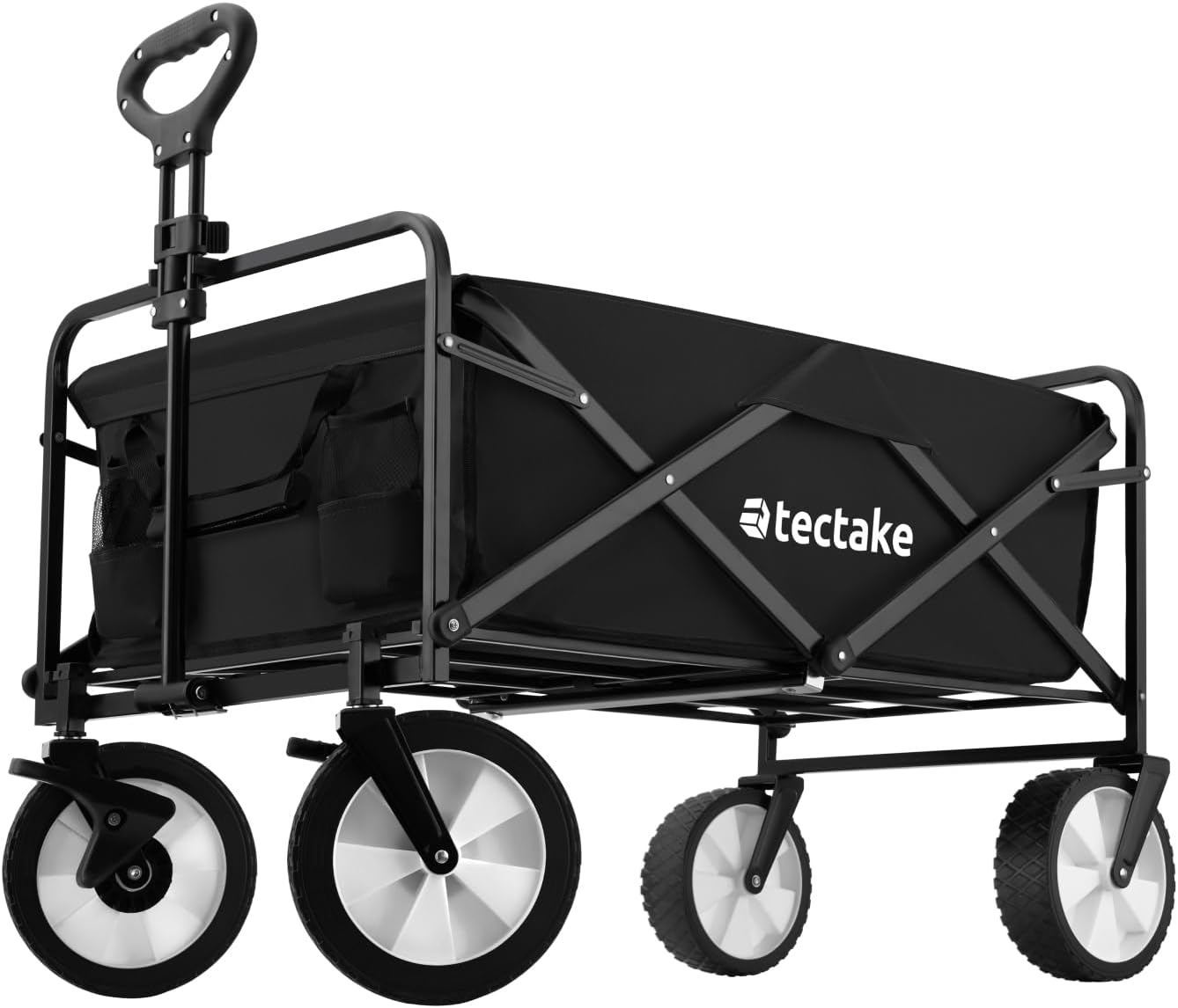 Chariot à roulettes Chariot de Transport Pliable pour Transport Enfant, Plage, Festival, Camping, Courses, Chariot de Jardinage, Promenade - Noir