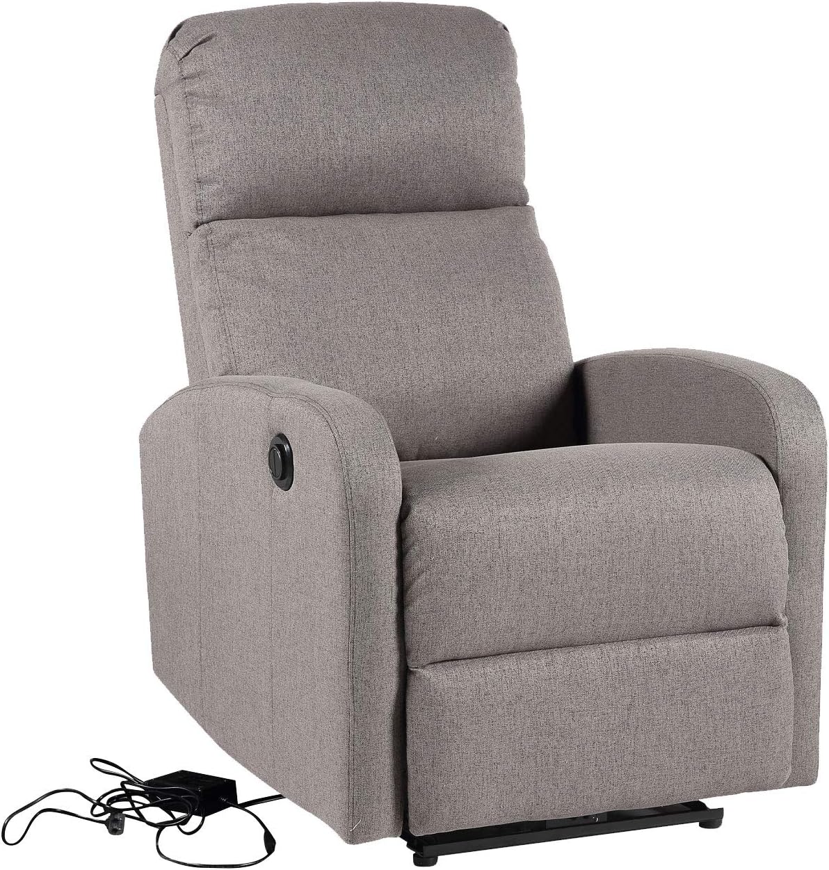Fauteuil électrique inclinable Relax Gris - Fauteuil de Salon Relax en Tissu Gris avec Inclinaison électrique et Repose-Pieds - Beige Polyester