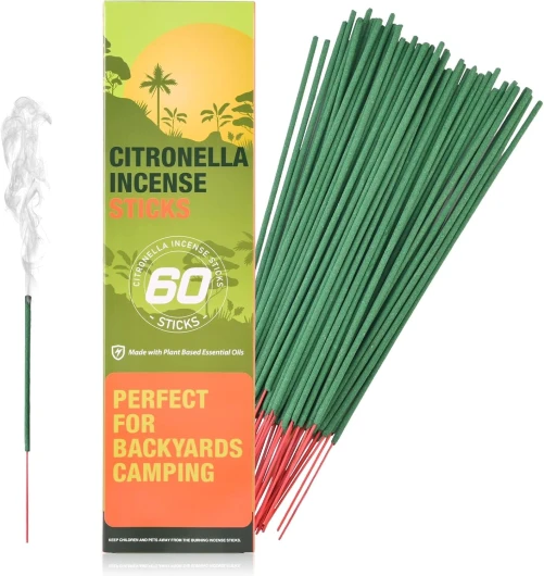 Bâtons d'Encens à la Citronnelle 60 pièces par boîte - Encens à la citronnelle pour Le Camping, Le Patio, la randonnée, l'extérieur, etc