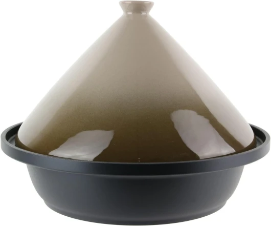 COOK CONCEPT - Tajine Induction Fonte Aluminium Ronde Vitro-Ceramique Inox Taupe Cuisine Plat Cuisson 30,20 x 30,20 x 23 cm