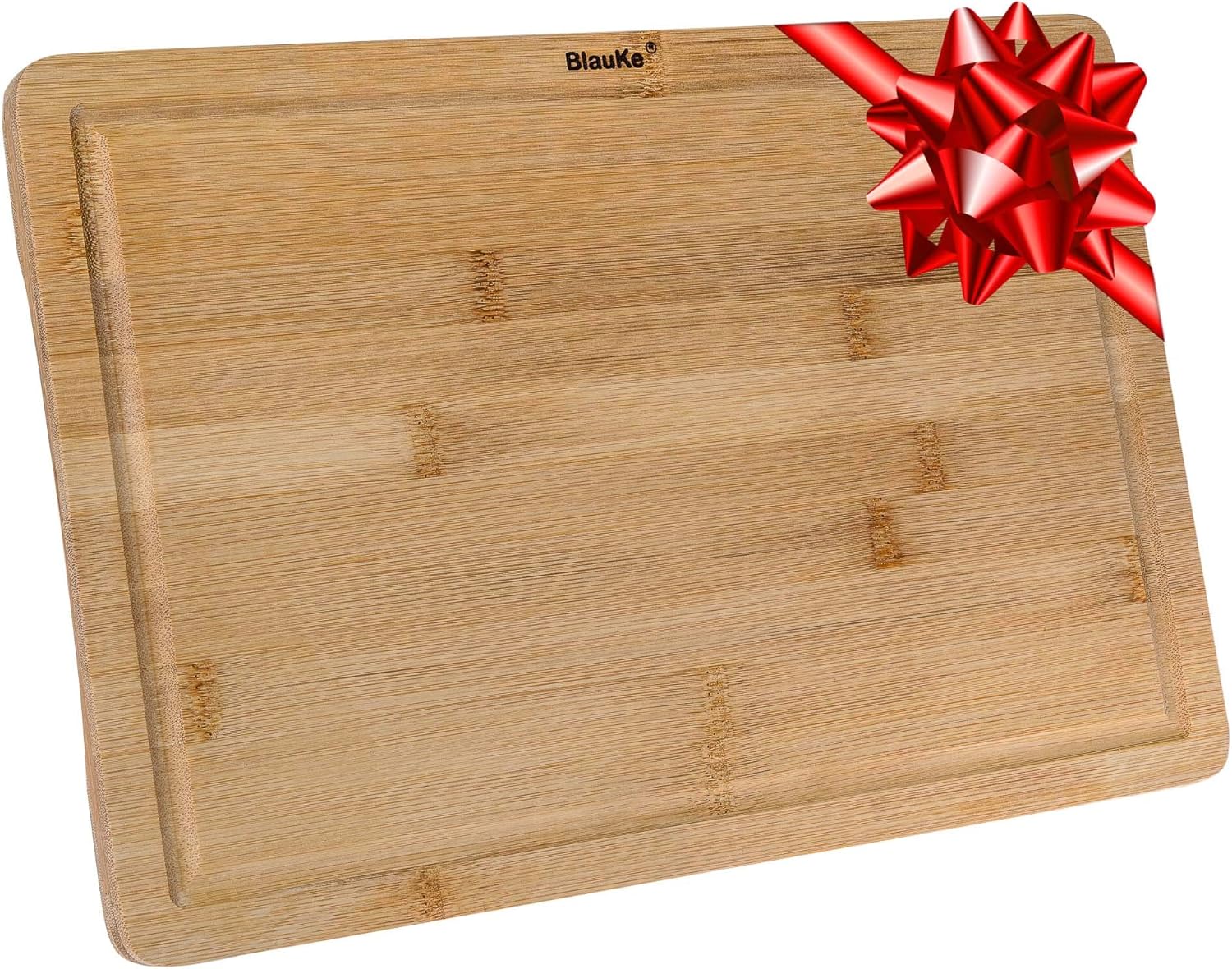 ® Planche à Découper en Bois de Bambou avec Rigole et Poignées Latérales (38x25cm) – Planche en Bois Épaisse pour Viande Pain Fromage Légumes Apéritif – Plateau en Bamboo – Billot de Boucher 38.1L x 25.4l cm Beige