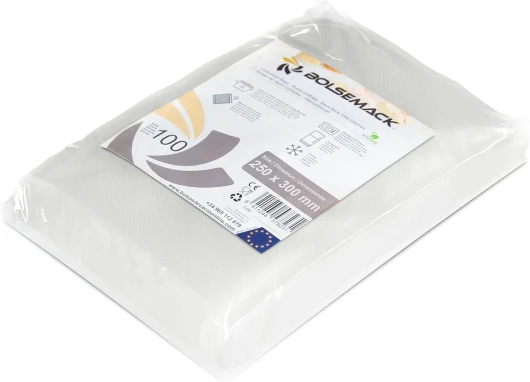 Sacs sous vide gaufrés 250x300mm (25x30 cm.) 100 unités, à usage alimentaire pour tout type d'appareil de mise sous vide 25x30cm