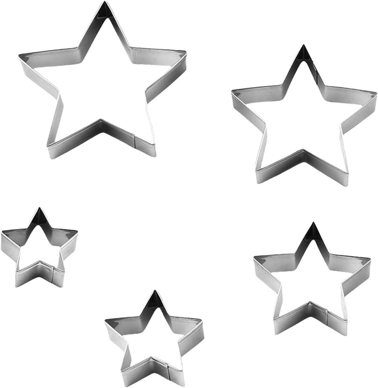 Emporte-pièce Star,Lot de 5 Emporte-Pièces en forme D'étoile en Acier Inoxydable à Cinq Branches en forme D'étoile pour Enfants Noël Vacances Fête D'anniversaire