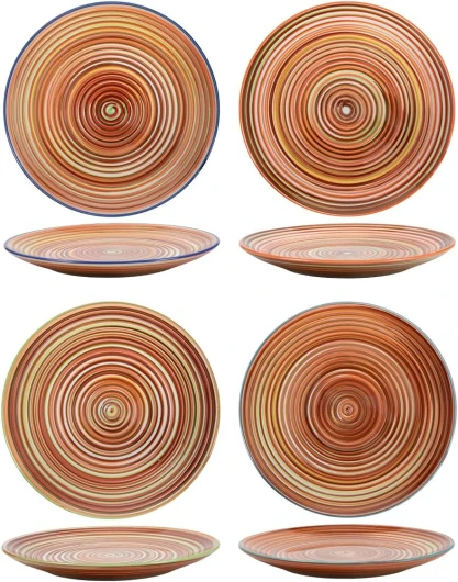 Cookinglife Rhythm & Lines - Assiettes à Dessert x4 - Céramique - Assiettes à Petit-déjeuner ø 19 cm - multicolore - Lave-vaisselle, Micro-ondes, Four 4 Assiettes à Dessert ø 19cm