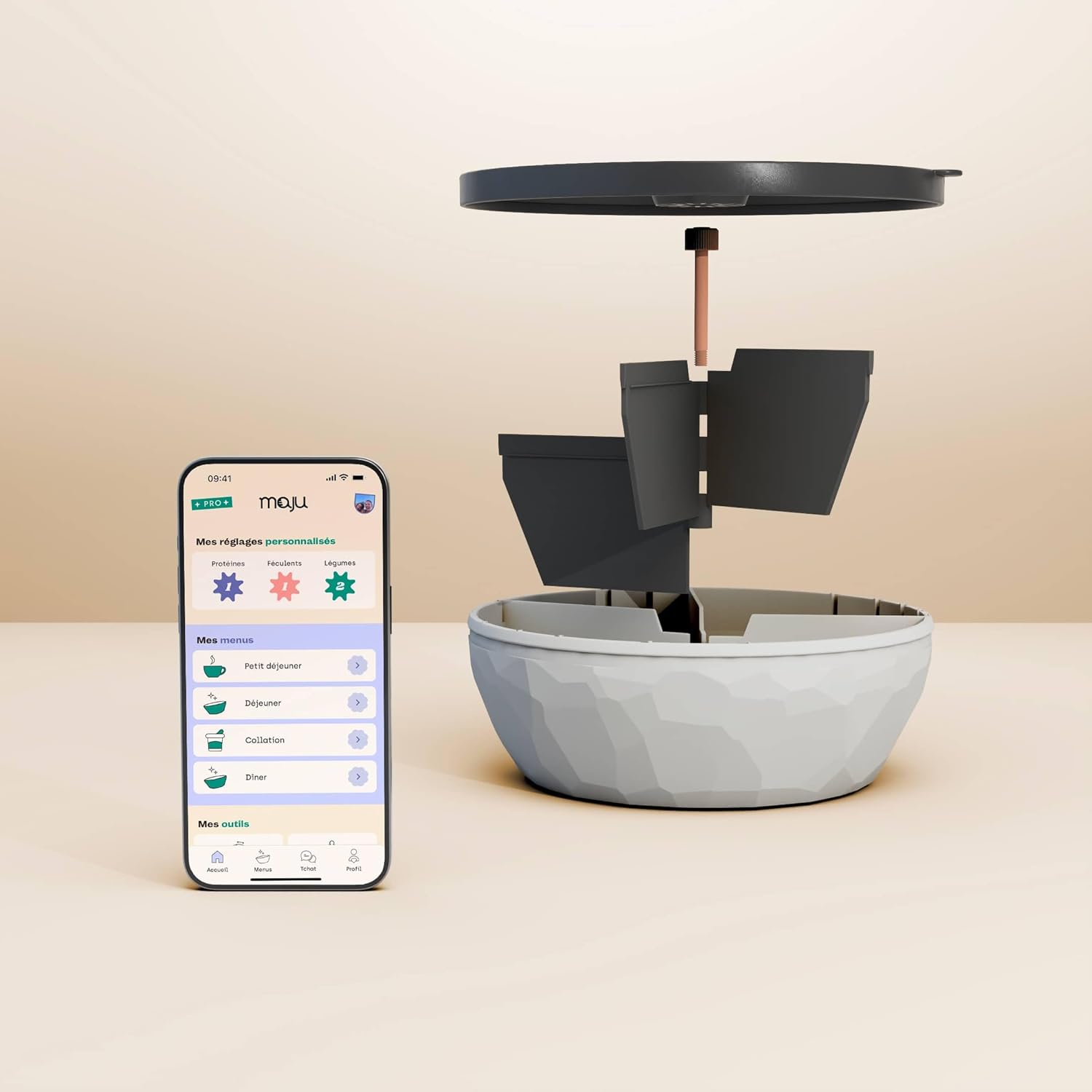 Bol sans BPA avec 3 Compartiments + 1 bilan nutritionnel - Perte de Poids et rééquilibrage Alimentaire - Hermétique, Résistant au congélateur et Lave-Vaisselle - Made in France (Blanc)