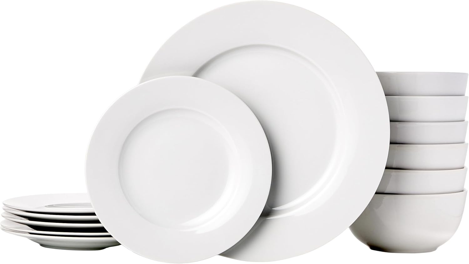 Service de table en porcelaine pour 6 personnes 18 pièces, Blanc Blanche Élégante
