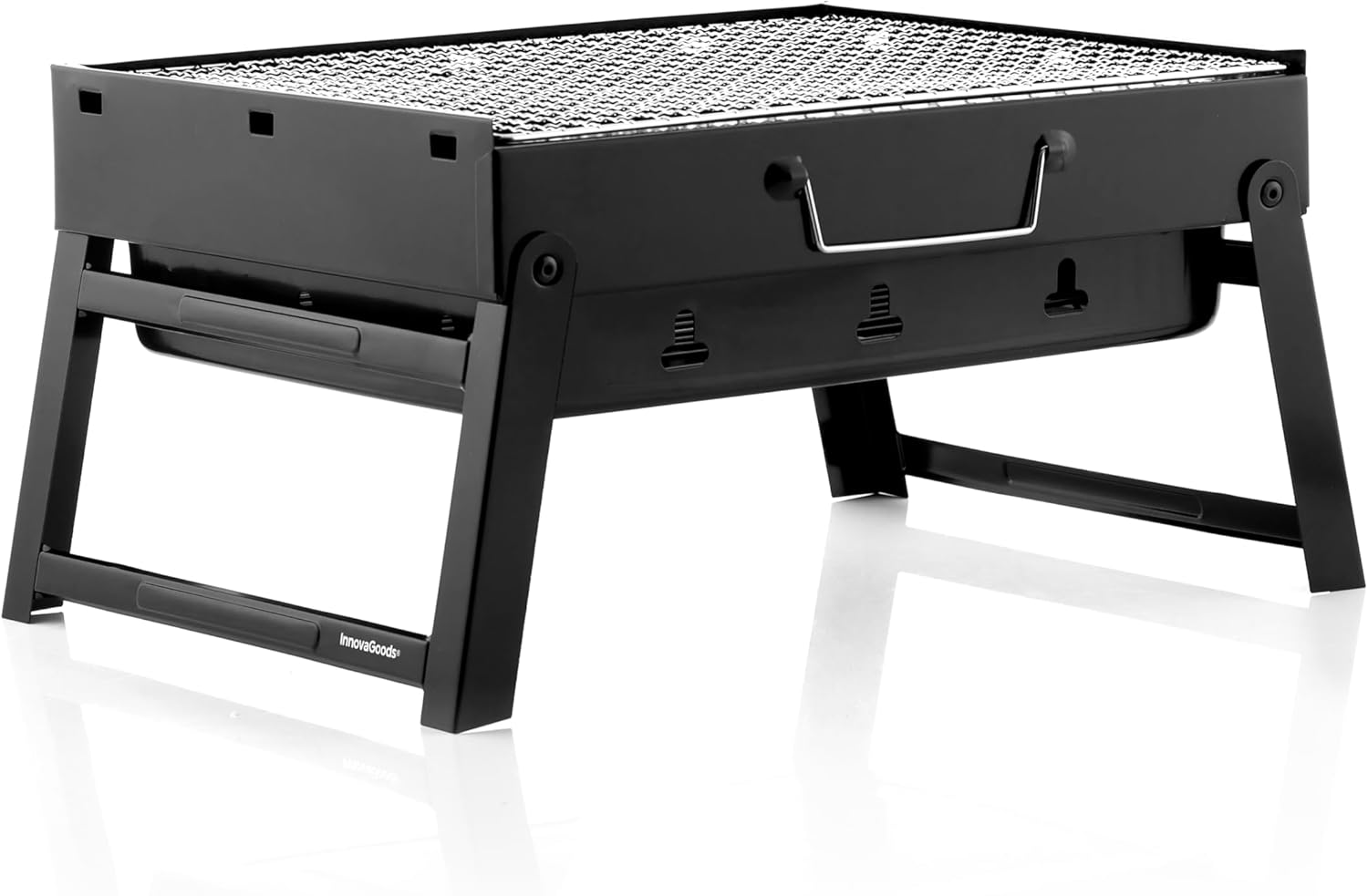 ® Barbecue Charbon Pliable, Mini Grill Camping Léger et Maniable, Plateau Repas Extérieur, Design Innovant, Facile à Nettoyer, Noir, Fer Gril Pliant