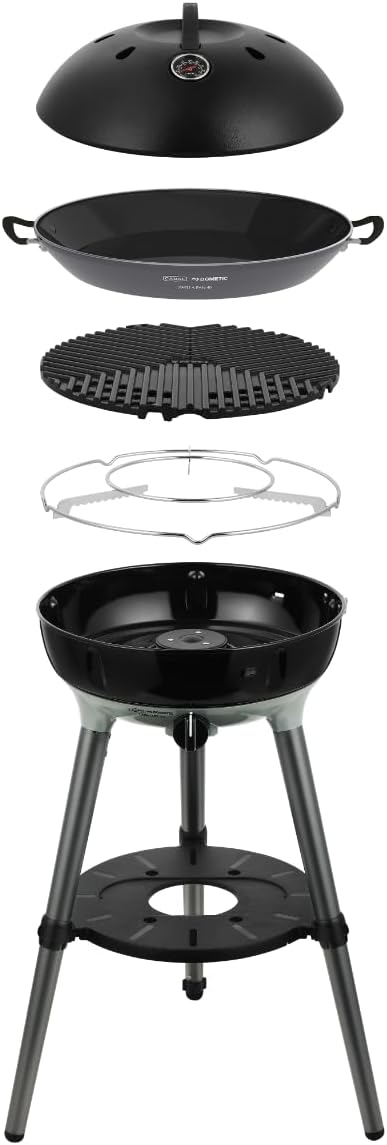 Carri Chef 40 BBQ – Barbecue à Gaz Portable 86 cm avec Poêle à Paella & Allumage Automatique, Utilisable sur Pied ou en Table, Housse de Transport Incluse – Idéal Camping & Jardin – 30mBar Paella Pan Combo 30mBar