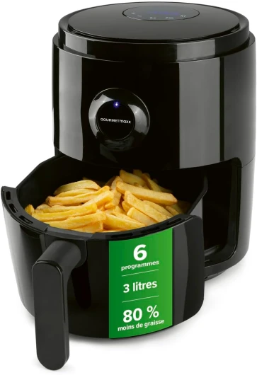 GOURMETmaxx Friteuse à air chaud numérique- Combinaison d'un four à air chaud, d'un gril et d'une friteuse - Minuterie 60 min - Arrêt automatique - 6 programmes - Utilisation facile - 1400 watts