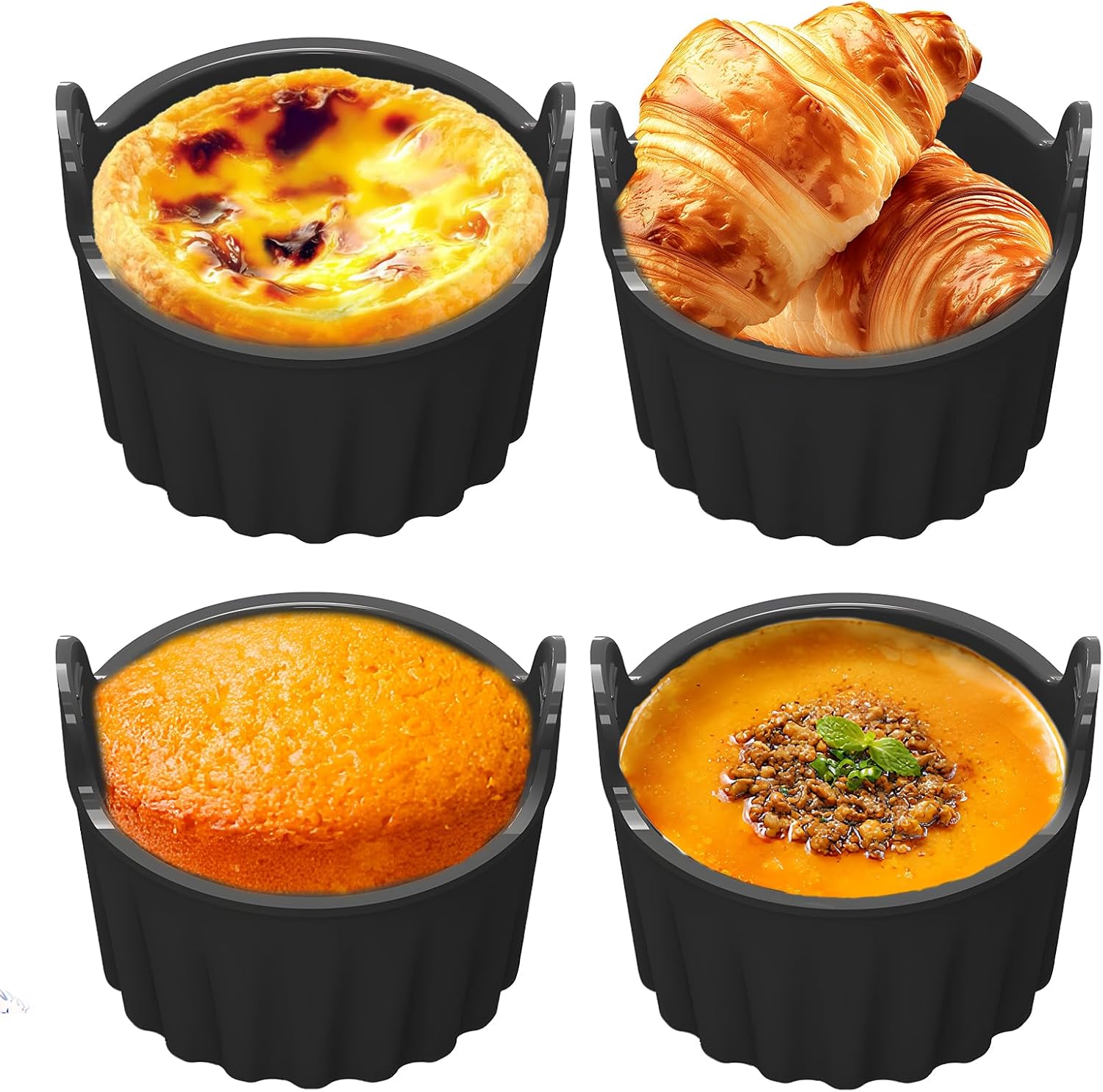 Moule Gateau Silicone Compatible Avec Air Fryer Set De 4 Pièces Pour Cuisson De Gateaux Desserts Muffins Parfait Pour Airfryer Accessoire De Cuisine Utile Et Pratique