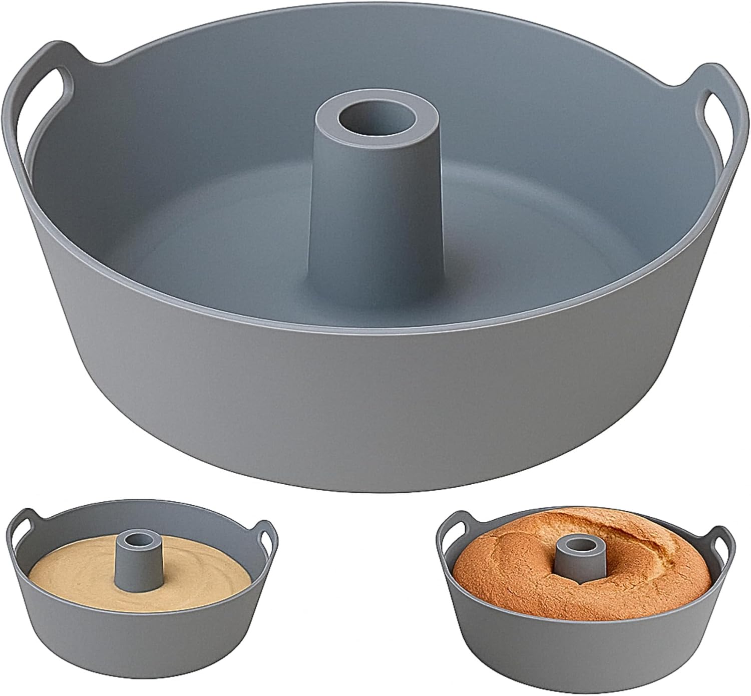 Moule silicone pour gâteau, moule en silicone pour friteuse à air, moule à savarin antiadhésif, accessoires friteuse sans huile, moule couronne en silicone sans BPA, facile à démouler (21 cm)
