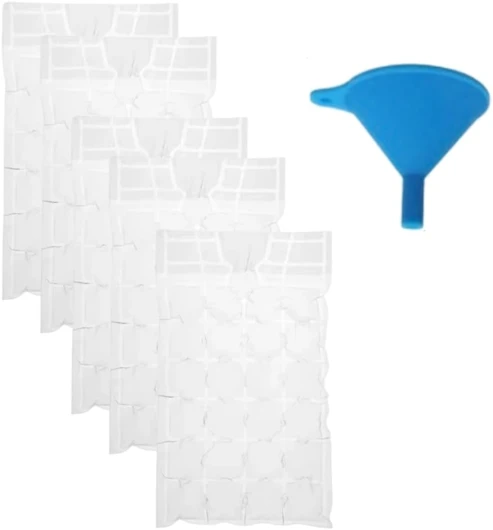 JchEnye Lot de 50 Sachets à Glace Jetables + Funnel Bleu, Matériau PE Fermeture Auto, 30×19cm, Moules pour Pop Cornets & Pop Cornets à Fruits