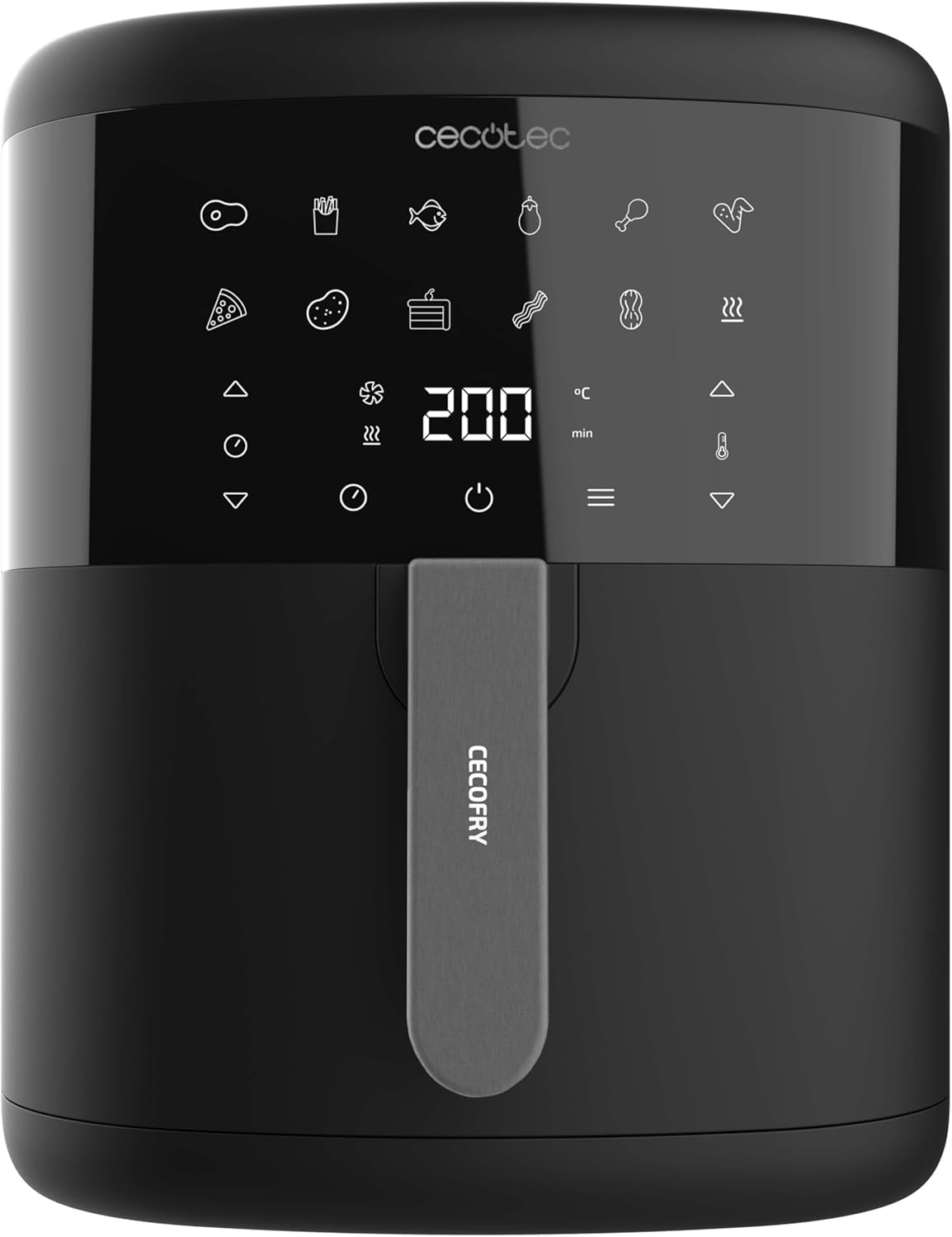 Friteuse sans Huile 6 L Cecofry Bombastik 6000 - Air Fryer de 1700 W, Technologie PerfectCook, Régulation de la Température et du Temps, Commande Tactile, 12 Modes, Minuterie 60 min Noir 6L