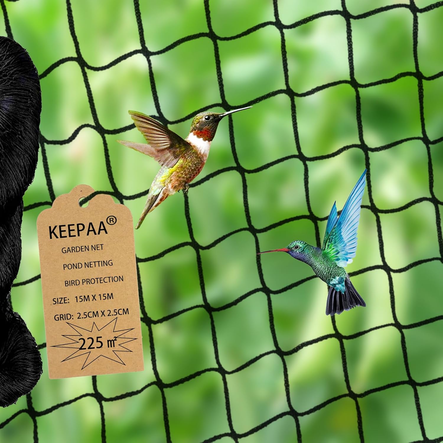 Filet Anti Oiseaux Voliere - Filet Poules de Protection Mailles de 25mm x 25 mm - Polyvalente Filet Anti Pigeon pour Plante (15m x 15m) 15m x 15m-2.5cm