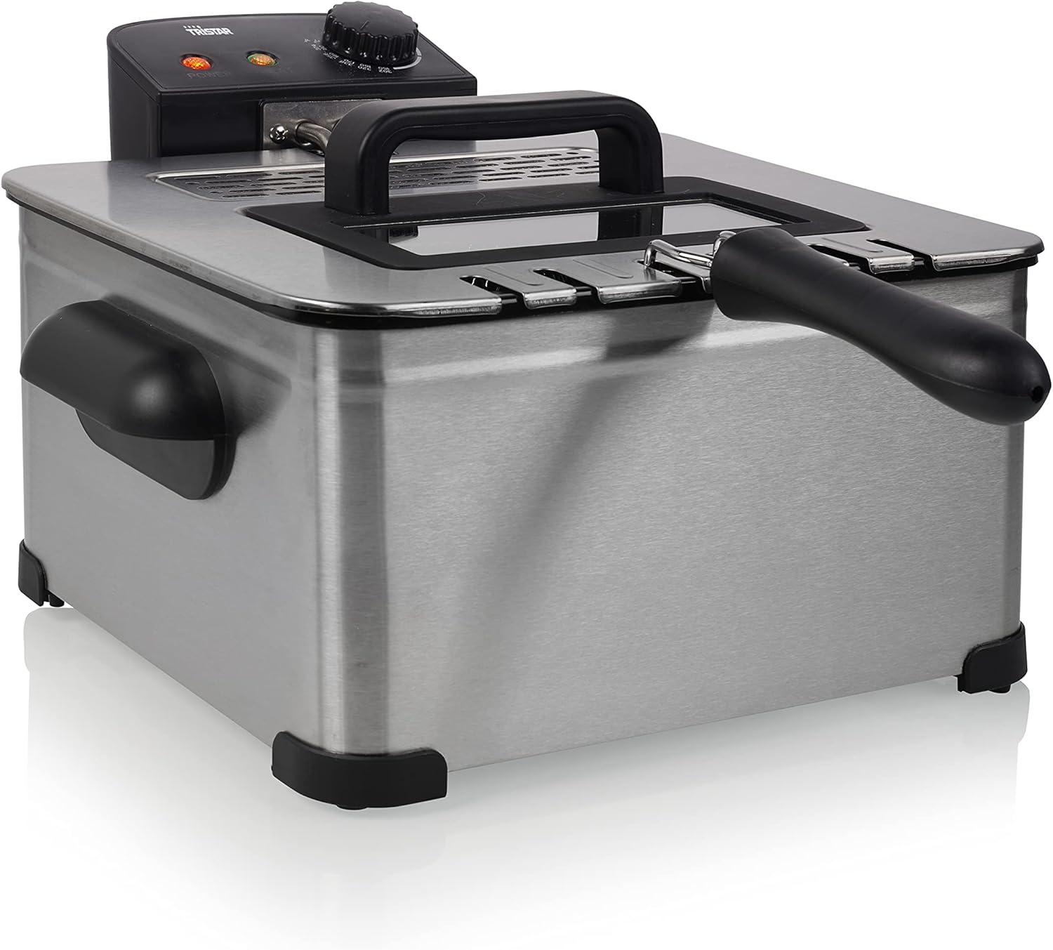 Friteuse Tristar - 1 grand panier et 2 petits paniers - Thermostat réglable - Zone froide - Pièces lavables au lave-vaisselle - 5 L - 2000 W - FR-6949 Avec fenêtre 5L