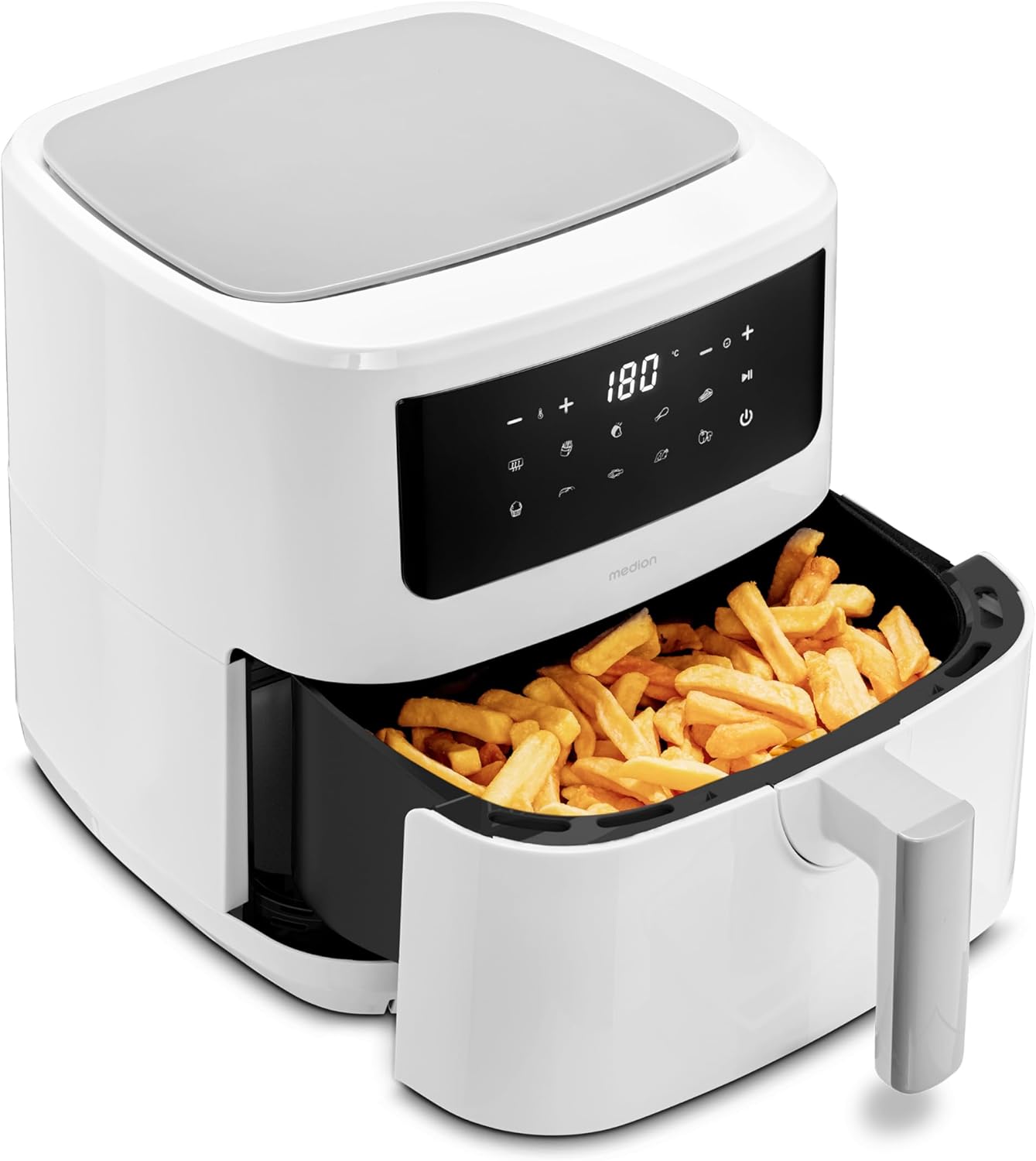 Air Fryer P10 XL Duo (Double résistance, distribue la chaleur uniformément, capacité 6,8 L XXL, 2150 W, 9 programmes automatiques, ecran tactile digital, MD11750) blanc 6,8 litres Blanc