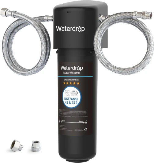 Waterdrop 10UA Under Sink Water Filter System, Reduces PFAS, PFOA/PFOS, Lead, Chlorine, Bad Taste & Odor, Under Counter Water Filter Direct Connect to Kitchen Faucet, NSF/ANSI 42 Certified, 8K Gallons Black 3.9"L x 3.6"W x 12.3"H