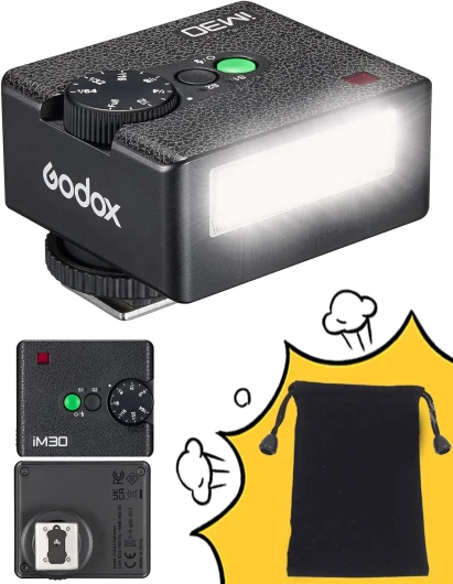 IM30 Mini Flash Appareil Photo, Flash Manuel S1/S2 Contrôle Optique, Température de Couleur CCT 6500K,7 Niveaux de Puissance (1/64~1/1), Compatible avec Canon, Sony, Nikon, Pentax,Panasonic