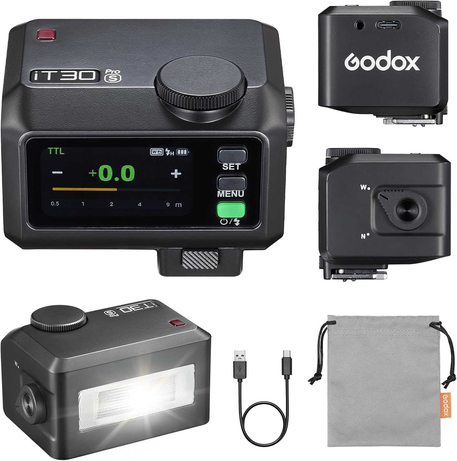 IT30Pro-S Flash pour Appareil Photo,TTL Auto-Exposition 2.4GHz System 1/8000s High-Speed Sync Small Flash with Full-Color Touchscreen