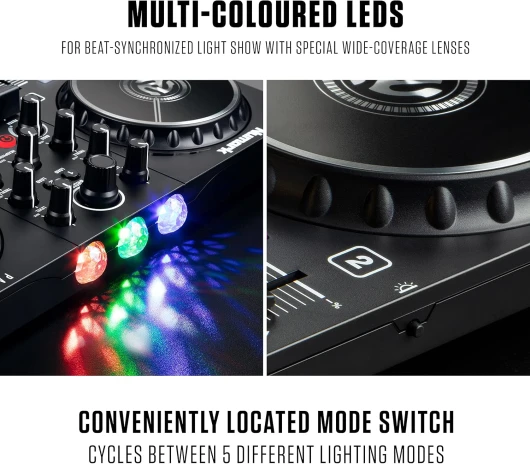 Party Mix II Platine DJ avec Lumières LED, Carte Son et Table de Mixage, avec Serato DJ Lite pour Mac et Win OS Party Mix 2 - Noir