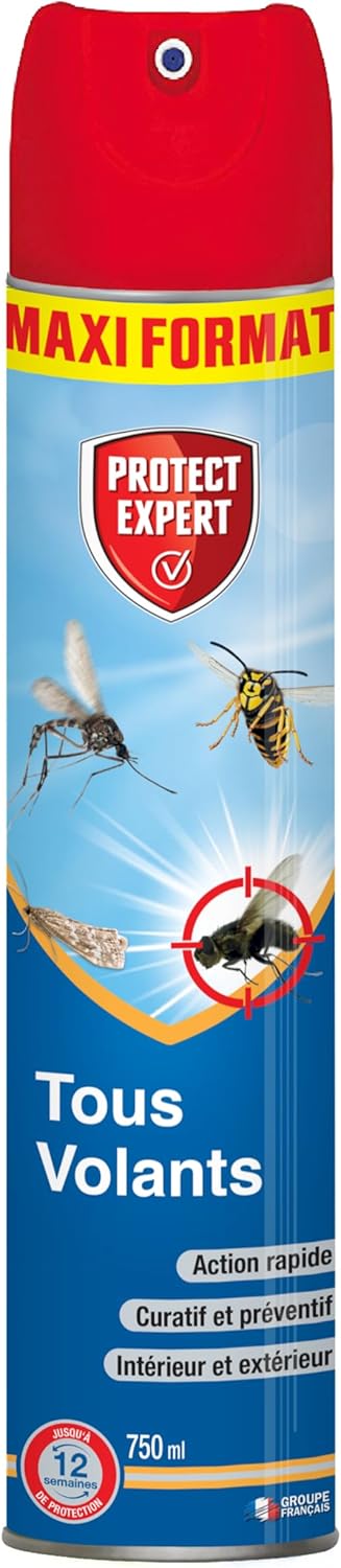 Aérosol Anti Insectes Volants - 750ml - Insectes Volants - Action Curative & Préventive - Foudroyant - Prêt A L'Emploi VOL750
