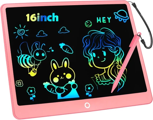 Tablette D'écriture LCD 16 Pouces, Tablette Dessin Enfant, Tablette Graphique Ardoise Magique Jouets Enfant 3 4 5 6 7 8 9Ans Garçon Fille, éducatifs Jouet Cadeaux d'anniversaire de Noël pour Enfants Rose