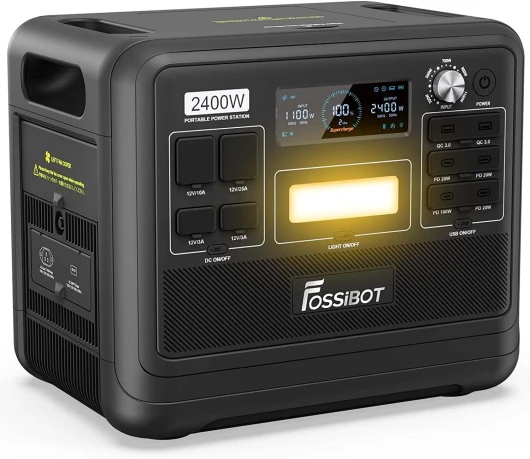 F2400 Station électrique portable CA 2400W (4800W Pic), Station Silencieux Solaire 2048Wh LiFePO4, Groupe Générateur Électrique Onduleur Alimentation de Secours à Domicile Camping F2400 black