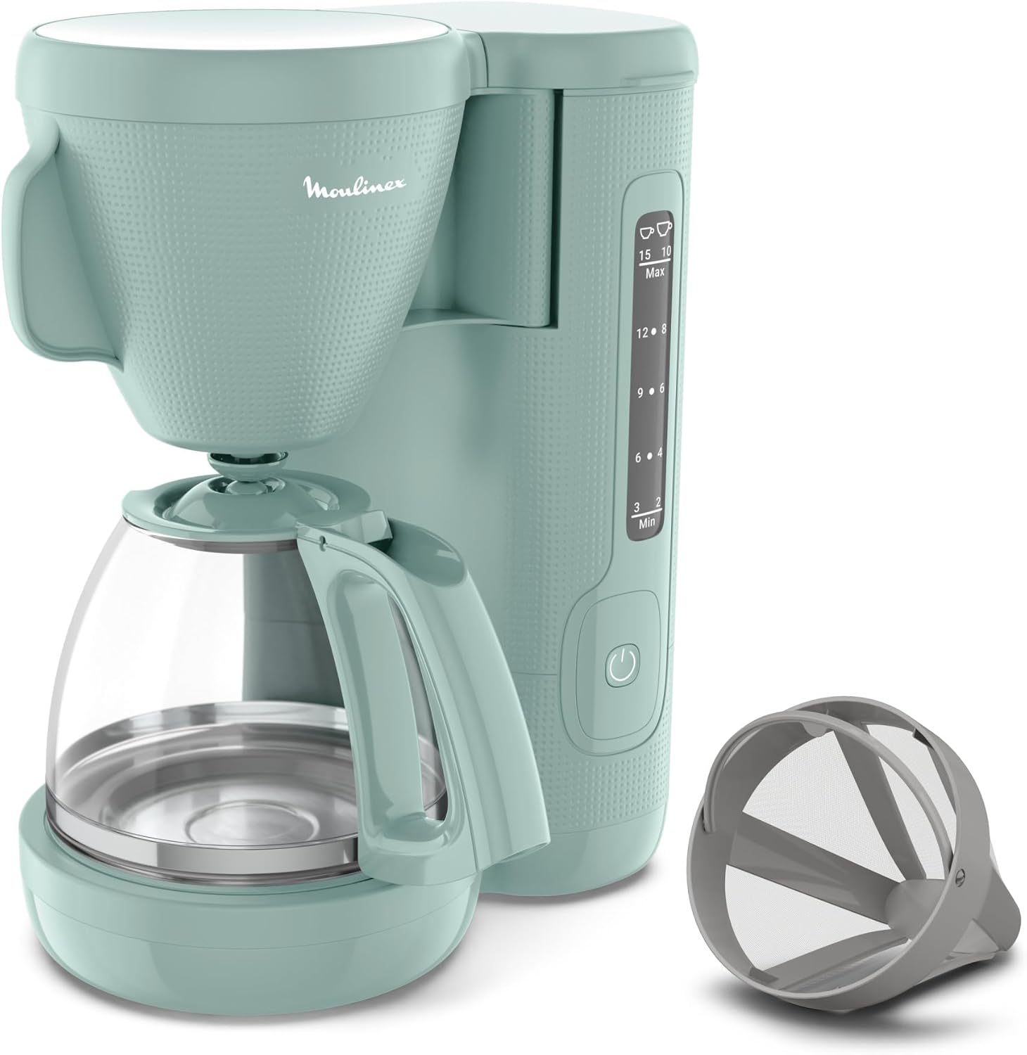 Cafetière filtre, 10 à 15 tasses, 1.25 L, Filtre, Porte-filtre pivotant , Système anti-gouttes, Maintien au chaud, Eucalyptus, Morning FG2M1310 Cafetière Filtre 1,25L - Morning