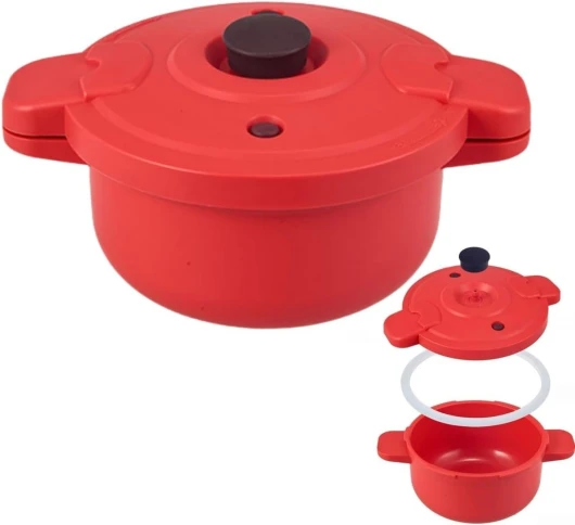 Besshepplo Autocuiseur pour micro-ondes - Pour micro-ondes - Gain de place - Pour des repas faciles - Appareil de cuisine compact - Rouge