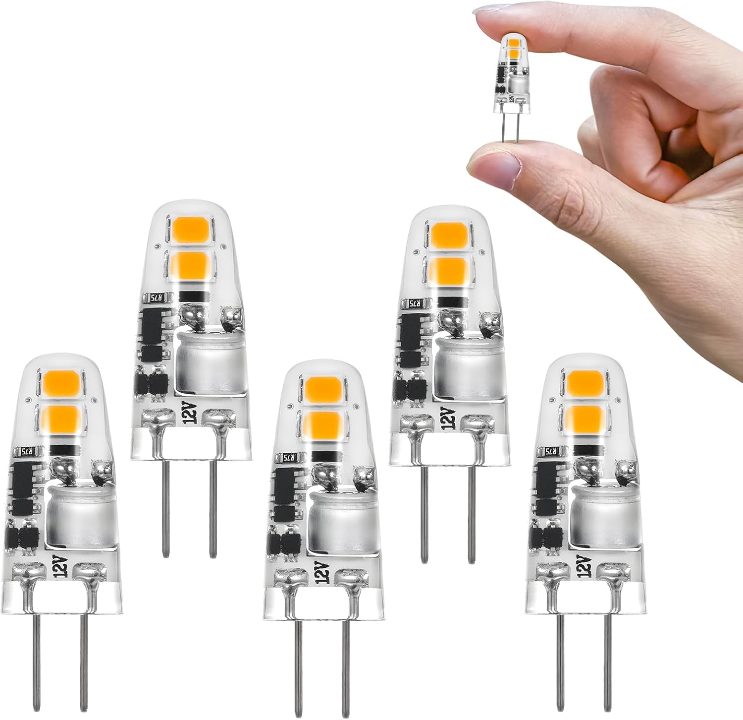 I-SHUNFA Ampoules LED G4,Blanc chaud 3000K,AC/DC 12V 1.2W Remplacement pour 10W-15W Ampoules Halogènes,120LM Pas Dimmable,Petites Ampoules LED pour Hotte Aspirante,Cuisine (Lot de 5) 12v 1.2w 120lm(3000k)