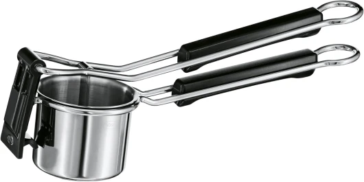 Presse-purée - En Acier Inoxydable 18/10 de Haute Qualité - Pour la préparation de purée de pommes de terre - Passe au Lave-vaisselle, Argenté/Noir Presse-purée Unique