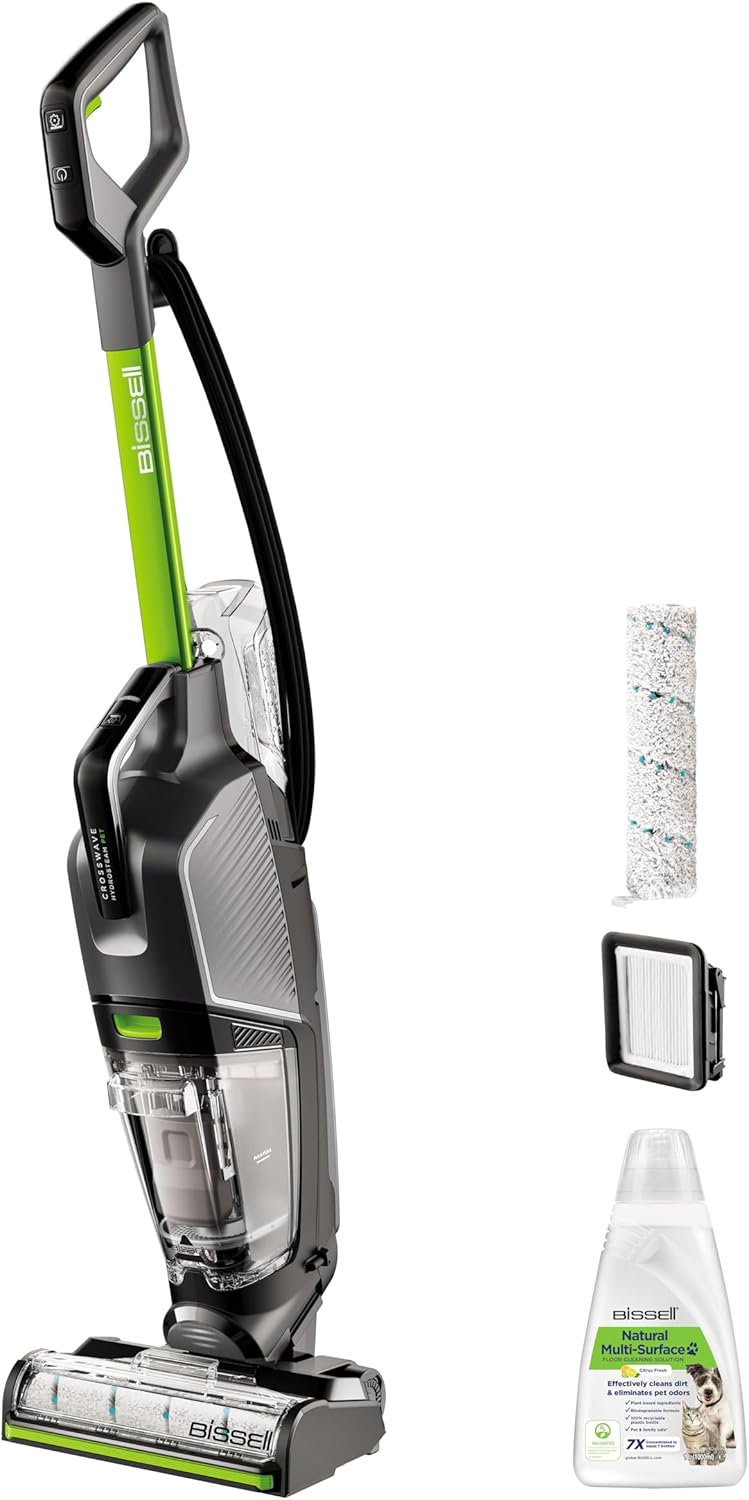 CrossWave HydroSteam PET, Aspirateur Balai Laveur à Câble, Aspire, Lave & Sèche, Nettoyeur Vapeur Puissant, Idéal pour Ménages avec Animaux Domestiques, Nettoyeur a Eau Multi-surfaces, 3517N