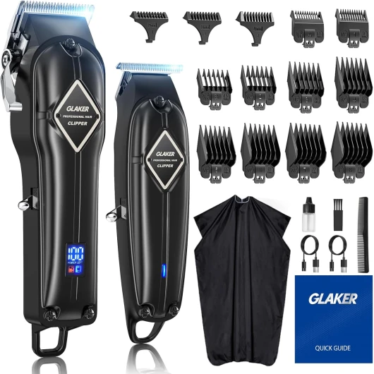 Tondeuse Cheveux Hommes, Tondeuse Cheveux et Barbe Professionnel Sans Fil Rechargeable, Tondeuse à Cheveux Tondeuse Cheveux Professionnelle avec 13 Peignes de Guidage (Noir)