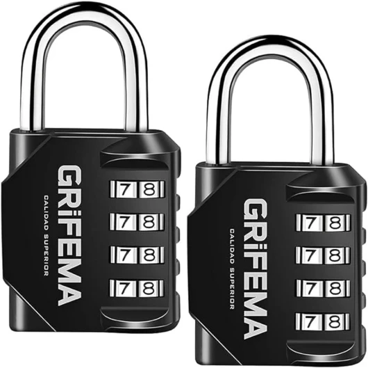 GA1001, 2 Pièces Cadenas Code 4 Chiffres - Cadenas de Sécurité Résistant Aux Intempéries, Cadenas à Combinaison pour Casier, Valise, Garage, Portail, École, Alliage de Zinc, Noir) 2 pièces, noir Unique