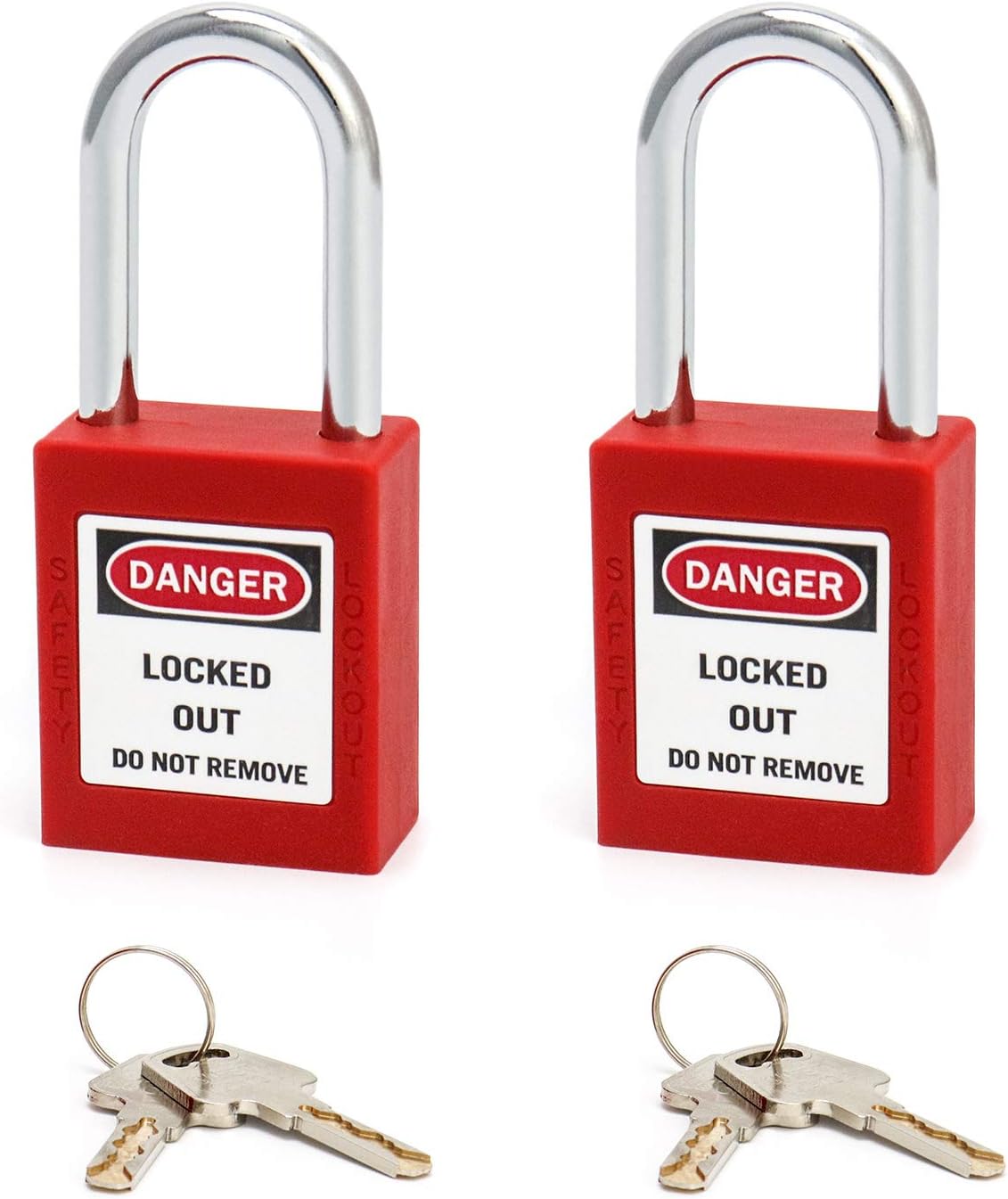 QWORK® Cadenas de sécurité, 2 cadenas avec 4 clés, rouge 2 cadenas Acier