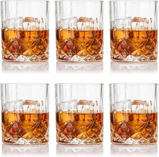 WinGluge 6 pièces Verres à Whisky, 330 ml Verre à Whiskey en Cristal, sans Plomb, Whisky Glass, pour Maison, Bar, Fête