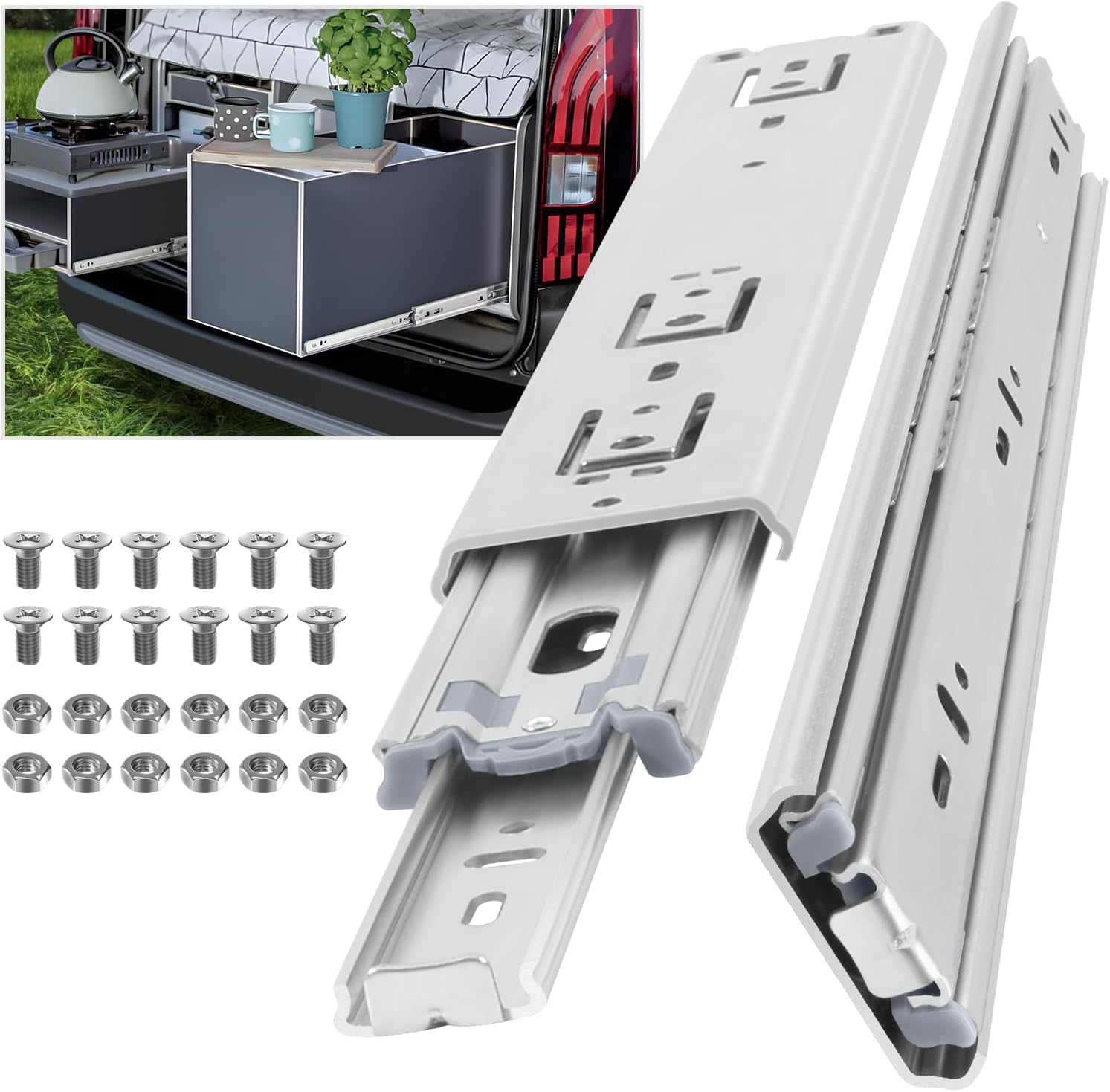 Glissière de tiroir pour charges lourdes, capacité de charge jusqu'à 68 KG, sans serrure,Extension 300 350 400 450 500 550 600 650 700 750 800 850 900 950 1000mm, 1 Paire (2 pièces) 51mm Wide（Without Lock） 12inch(300mm)