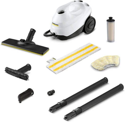 Nettoyeur Vapeur SC 3 EasyFix Blanc, Pression Vapeur : 3,5 bar, Préchauffage : 30 s, Puissance : 1 900W, Surface : 75m², Réservoir : 1l, Cartouche Détartrante, Kit de nettoyage de sol, buses