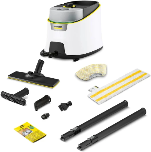 Nettoyeur Vapeur SC 4 Deluxe, Pression Vapeur : 4 bar, Préchauffage : 3 min, Surface : 130 m², Réservoir : 0,5 l + 1,3 l, avec Kit de Nettoyage de sol EasyFix, Buses, Brosses, Bonnette