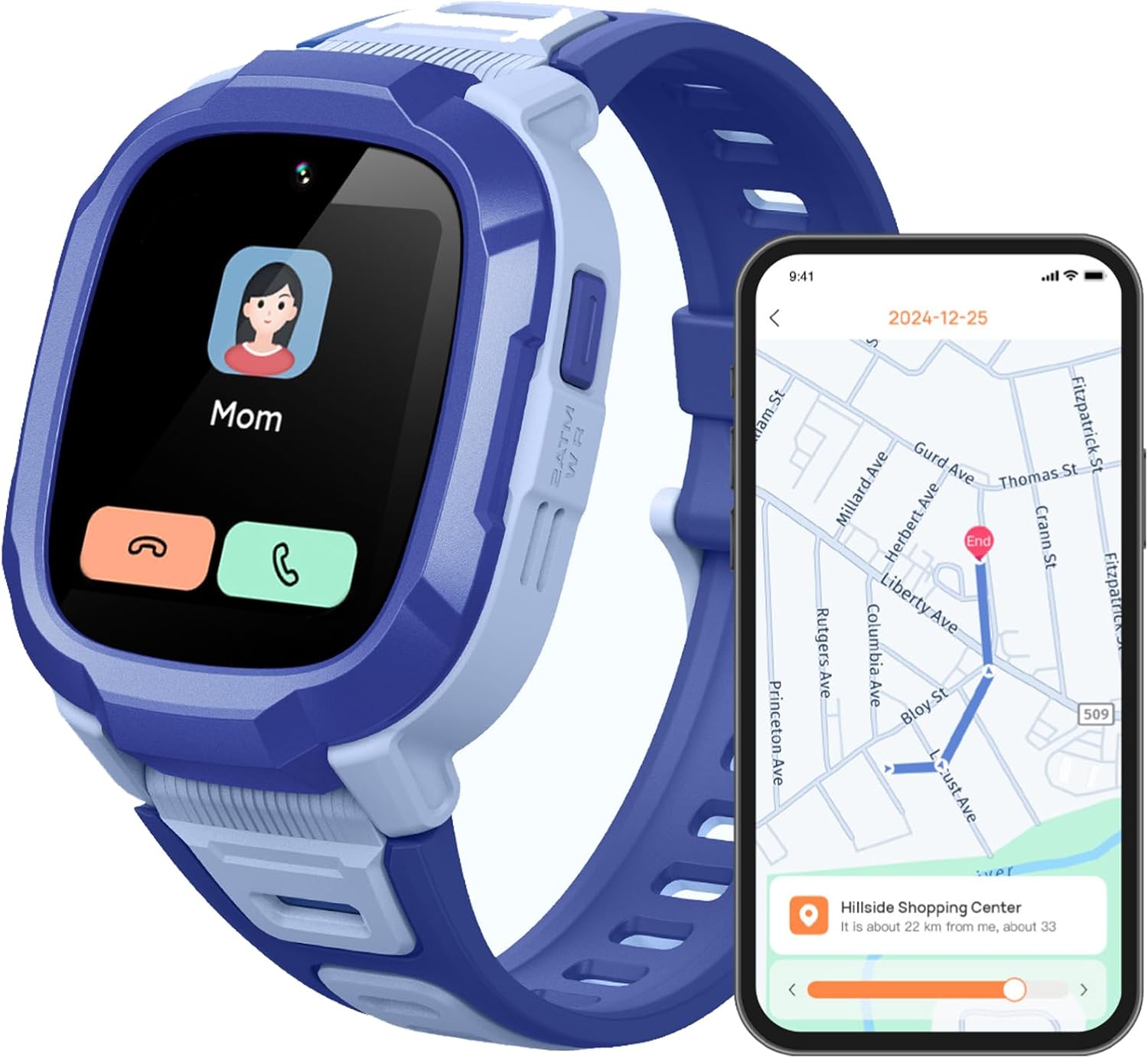 Kids Watch Phone P6 Montre Connectée Enfant 4G Caméra 2MP, Localisation GPS 7-en-1, Alerte SOS, Autonomie 5 Jours Usage Quotidien, Étanche 2ATM - Idéal Sécurité et Communication (Bleu)