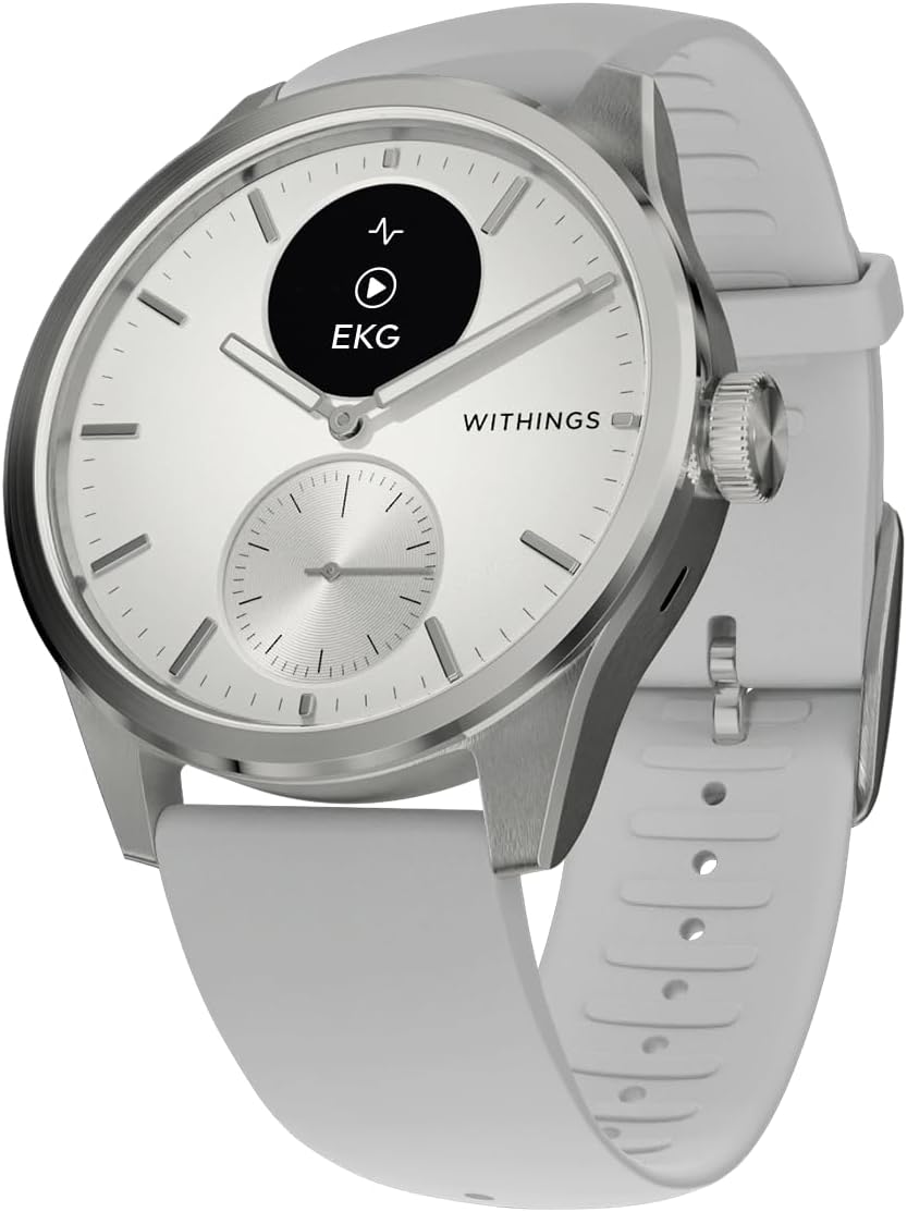 ScanWatch 2 Montre connectée pour homme et femme, électrocardiogramme ECG, SpO2, température, suivi du sommeil, santé respiratoire, activités, calories, étanche, batterie de 30 jours, Android [NEW] ScanWatch2 - 42mm Blanc.