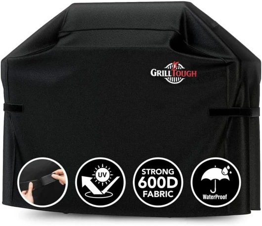 Housse de Barbecue Robuste GrillTough pour Barbecue extérieur – Imperméable, résistante aux intempéries, aux UV et à la décoloration avec Sangles réglables – (147L x 61W x 122H cm) 147 x 61 x 122 cm