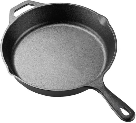 La Cuisine Poêle en fonte 25 cm avec revêtement pré-assaisonné - Idéale pour l'intérieur et l'extérieur, passe au four, sans PFOA ni PTFE Poêlon 25cm Noir Mat