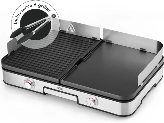 2400W Plancha électrique - Avec pince à barbecue & Protection contre les éclaboussures I Pour intérieur & exterieur I Plancha grill electrique Inox Grills électriques XXL