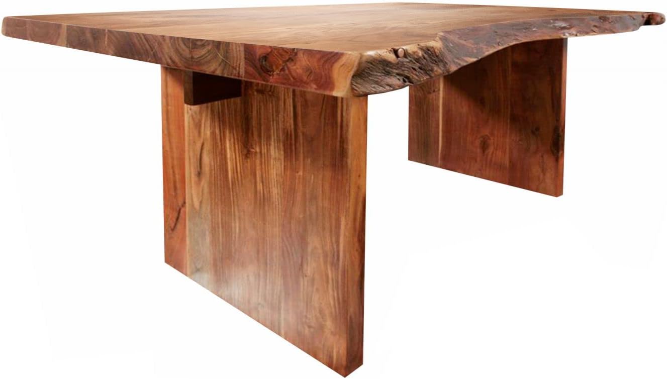 Table à Manger 190x110cm - Bois Massif d'acacia laqué (Noisette) - Design Naturel - Freeform #102 190x110x78 cm (LxPxH) Laqué Brun Foncé
